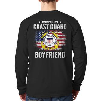 Proud Coast Guard Boyfriend With American Flag Veteran Veteran Back Print Long Sleeve T-shirt | Mazezy