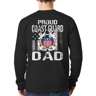 Proud Coast Guard Dad Us Coast Guard Veteran Military Back Print Long Sleeve T-shirt | Mazezy