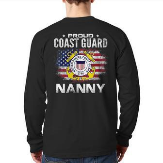Proud Coast Guard Nanny With American Flag Veteran Veteran Back Print Long Sleeve T-shirt | Mazezy