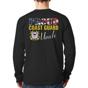 Proud Coast Guard Uncle With American Flag For Veteran Day Veteran Back Print Long Sleeve T-shirt | Mazezy