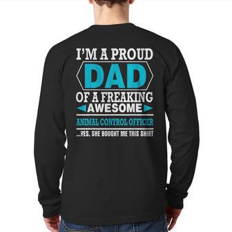 Proud Dad Awesome Animal Control Officer Father Day Back Print Long Sleeve T-shirt | Mazezy