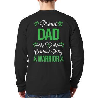 Proud Dad Of Cp Warrior Cerebral Palsy Awareness Back Print Long Sleeve T-shirt | Mazezy
