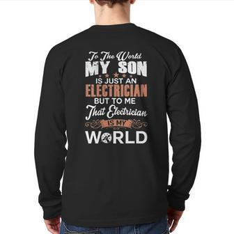 Proud Dad Of An Electrician Son Back Print Long Sleeve T-shirt | Mazezy