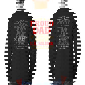 Proud Dad Freaking Awesome Soldier Father's Day Quotes Back Print Long Sleeve T-shirt | Mazezy