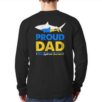 Proud Dad Papa World Down Syndrome Awareness Day Shark Back Print Long Sleeve T-shirt | Mazezy