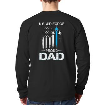 Proud Dad US Air Force Stars Air Force Family Party Back Print Long Sleeve T-shirt | Mazezy