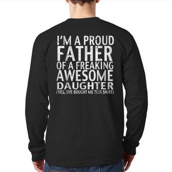 Proud Father Awesome Dad Daughter Back Print Long Sleeve T-shirt | Mazezy