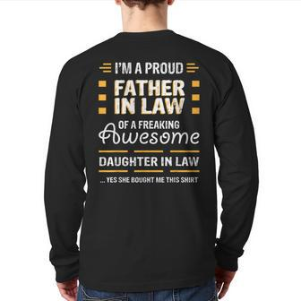 Proud Father In Law From An Awesome Daughter In Law Back Print Long Sleeve T-shirt | Mazezy