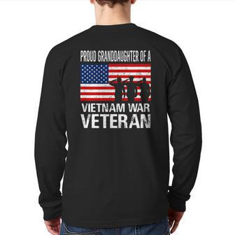 Proud Granddaughter Vietnam War Veteran Matching Grandfather Back Print Long Sleeve T-shirt | Mazezy