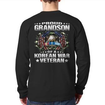 Proud Grandson Of A Korean War Veteran Military Vets Family Back Print Long Sleeve T-shirt - Monsterry AU