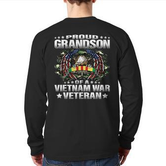 Proud Grandson Of A Vietnam Veteran Military Vets Family Back Print Long Sleeve T-shirt - Monsterry DE