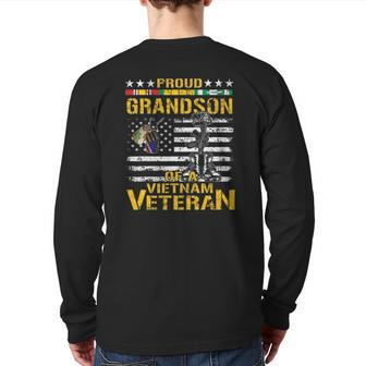 Proud Grandson Of A Vietnam Veteran Vietnam War Vet Back Print Long Sleeve T-shirt | Mazezy