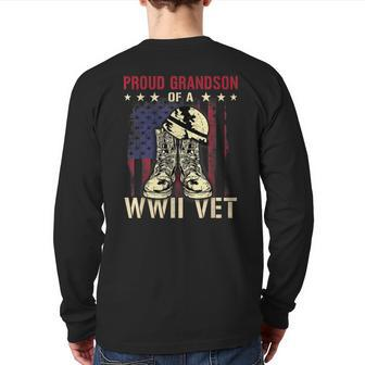 Proud Grandson Of A Wwii Vet World War Two Veteran Back Print Long Sleeve T-shirt | Mazezy
