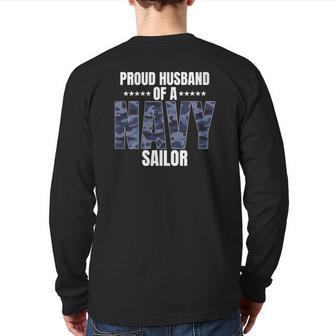Proud Husband Of A Navy Sailor Veterans Day Back Print Long Sleeve T-shirt | Mazezy DE