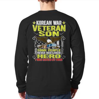 Proud Korean War Veteran Son Military Veterans Child Back Print Long Sleeve T-shirt - Monsterry DE