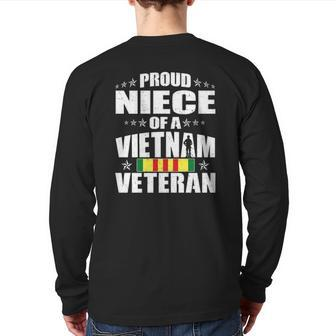 Proud Niece Of Vietnam Veteran Military Veterans Family Back Print Long Sleeve T-shirt | Mazezy