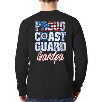 Proud Patriotic Usa Coast Guard Grandpa Usa Flag Men Grandpa Back Print Long Sleeve T-shirt | Mazezy