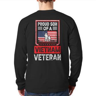 Proud Son Of A Vietnam Veteran Flag Military Veteran Back Print Long Sleeve T-shirt | Mazezy
