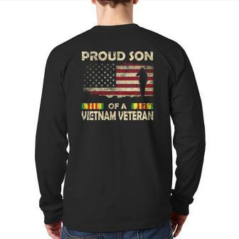 Proud Son Of Vietnam Veteran Tee American Flag Back Print Long Sleeve T-shirt | Mazezy