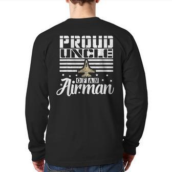 Proud Uncle Of An Airman Dad Father Back Print Long Sleeve T-shirt | Mazezy