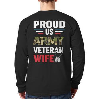 Proud Us Army Veteran Military Wife Fighting Food Back Print Long Sleeve T-shirt | Mazezy