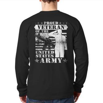 Proud Veteran Of The United States Army Back Print Long Sleeve T-shirt | Mazezy