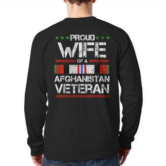 Proud Wife Of A Afghanistan Veteran Proud Army Military Back Print Long Sleeve T-shirt | Mazezy DE