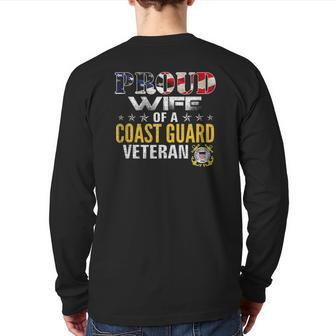 Proud Wife Of A Coast Guard Veteran American Flag Military Tank Top Back Print Long Sleeve T-shirt | Mazezy