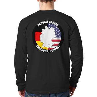 Proudly Served Augsburg Germany Military Veteran Army Vet Back Print Long Sleeve T-shirt - Monsterry AU
