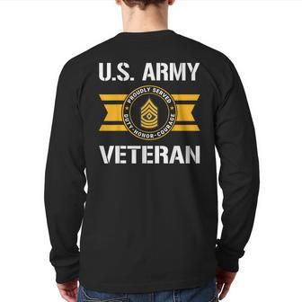 Proudly Served Us Army Veteran E8 First Sergeant Back Print Long Sleeve T-shirt | Mazezy