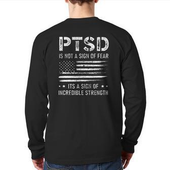 Ptsd Awareness American Flag Veteran Soldier Mental Health Back Print Long Sleeve T-shirt | Mazezy