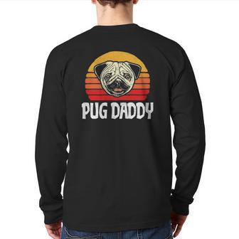 Pug Daddy Simple Cute Pug Face Retro 80S Sun Back Print Long Sleeve T-shirt | Mazezy