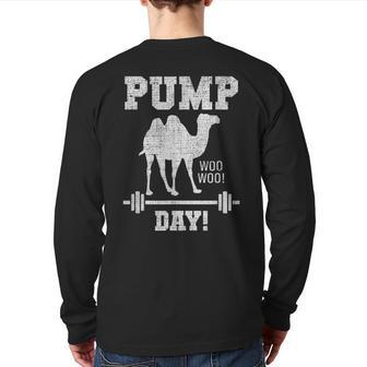 Pump Day Hump Day Camel Weight Lifting Training Gym Back Print Long Sleeve T-shirt | Mazezy