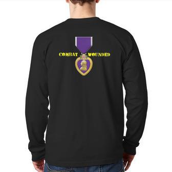 Purple Heart Combat Veteran Veterans Day Back Print Long Sleeve T-shirt | Mazezy CA