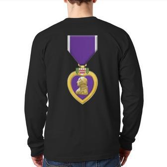 Purple Heart Us Military Purple Heart Veteran Back Print Long Sleeve T-shirt | Mazezy