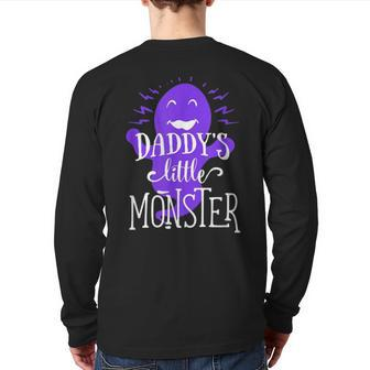 Purple Little Monster Halloween Single Dad Back Print Long Sleeve T-shirt | Mazezy