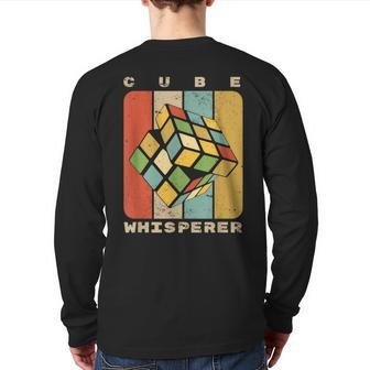 Puzzle Cube Whisperer Vintage Speed Cubing Youth Math Back Print Long Sleeve T-shirt - Monsterry