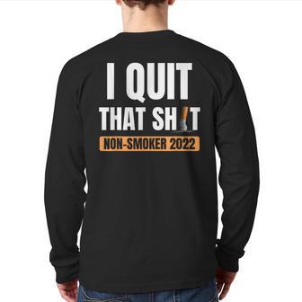 Quit Smoking No Longer Smoke Non-Smoker Back Print Long Sleeve T-shirt - Monsterry AU