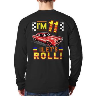 Race Car 11Th Birthday Toddler Boy Racing 11 Years Old Back Print Long Sleeve T-shirt - Monsterry