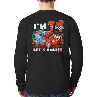 Race Car 14Th Birthday 14 Boy Toddler Racing Car Driver Back Print Long Sleeve T-shirt - Monsterry AU