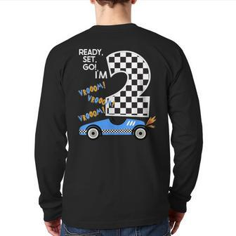 Race Car 2Nd Birthday Party Racing Car Driver 2 Birthday Boy Back Print Long Sleeve T-shirt - Monsterry CA