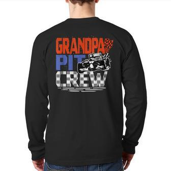 Race Car Themed Birthday Party Grandpa Pit Crew Costume Back Print Long Sleeve T-shirt - Monsterry UK