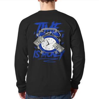 Racer Blue 5S To Match Time Is Money Shoes 5 Racer Blue Back Print Long Sleeve T-shirt - Monsterry AU