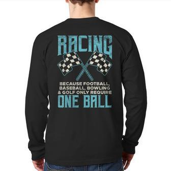 Racing One Ball Checkered Flag Race Car Driver Racer Back Print Long Sleeve T-shirt - Monsterry UK