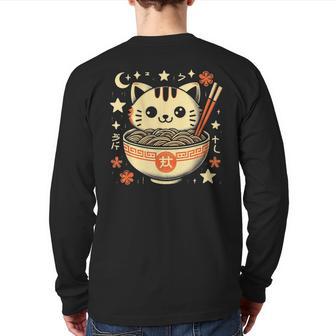 Ramen Cat Kawaii Neko Japanese Noodles Aesthetic Otaku Lover Back Print Long Sleeve T-shirt - Monsterry AU