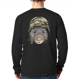 Rat Soldier Veteran Army Rat Rodent Lover Back Print Long Sleeve T-shirt - Monsterry