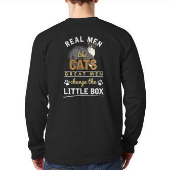 Real Men Like Cats Pets Cat Dad Back Print Long Sleeve T-shirt | Mazezy