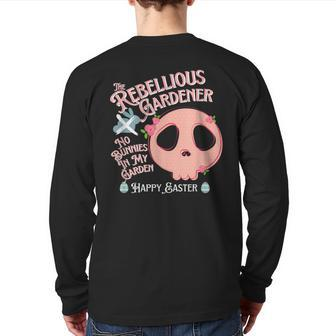 Rebellious Gardener Easter Egg Cute Skull Pink Bunny Back Print Long Sleeve T-shirt - Monsterry AU