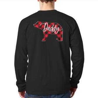Red Buffalo Plaid Daddy Bear Matching Family Christmas Pj Back Print Long Sleeve T-shirt | Mazezy