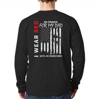 Red On Friday Dad Military Remember Everyone Deployed Flag Back Print Long Sleeve T-shirt | Mazezy
